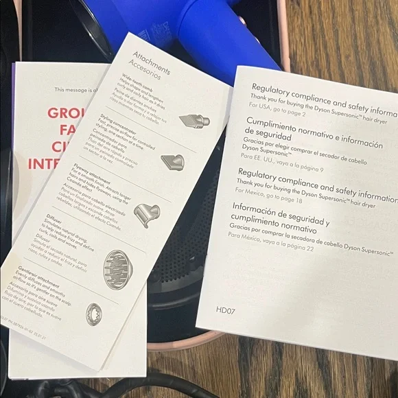 Dyson | Supersonic Blue and Pink Hair Dryer /Styling Set - Picture 9 of 10